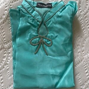 Kids Embellished Teal Satin Top